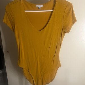 Iris Golden Yellow V Neck Bodysuit